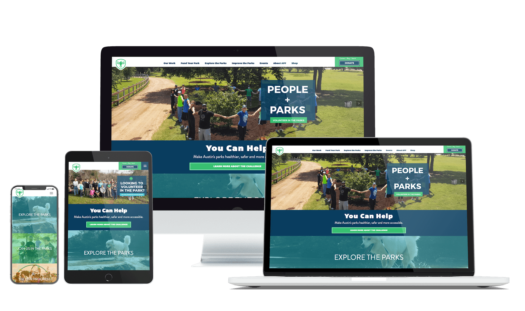 Austin Parks Foundation Website Mockups