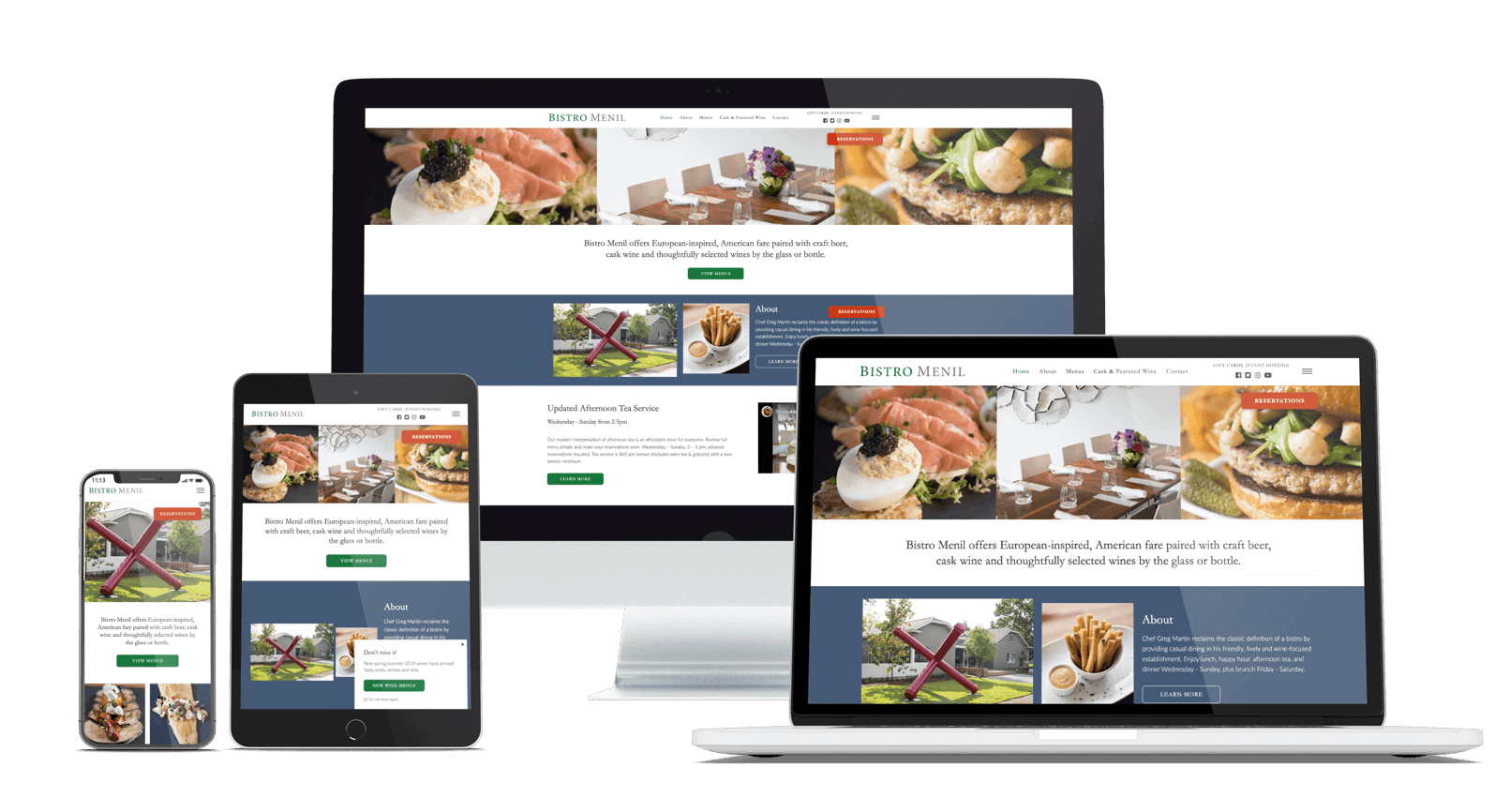 Bistro Menil Website Mockups